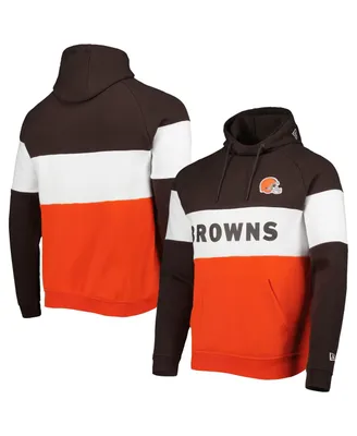 Men's New Era Orange Cleveland Browns Colorblock Current Pullover Hoodie