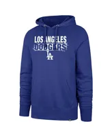 Men's '47 Brand Royal Distressed Los Angeles Dodgers Base Slide Headline Pullover Hoodie