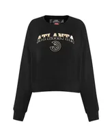 Women's Pro Standard Black Atlanta Hawks Glam Cropped Pullover Sweatshirt