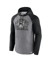 Men's Fanatics Heather Gray Distressed Las Vegas Raiders Favorite Arch Raglan Pullover Hoodie