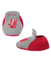 Baby Boys and Girls Mitchell & Ness Scarlet, Heather Gray Nebraska Huskers 3-Pack Bodysuit, Bib Bootie Set