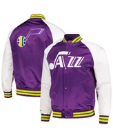 Men's Mitchell & Ness Purple Utah Jazz Double Clutch Satin Raglan Full-Snap Jacket