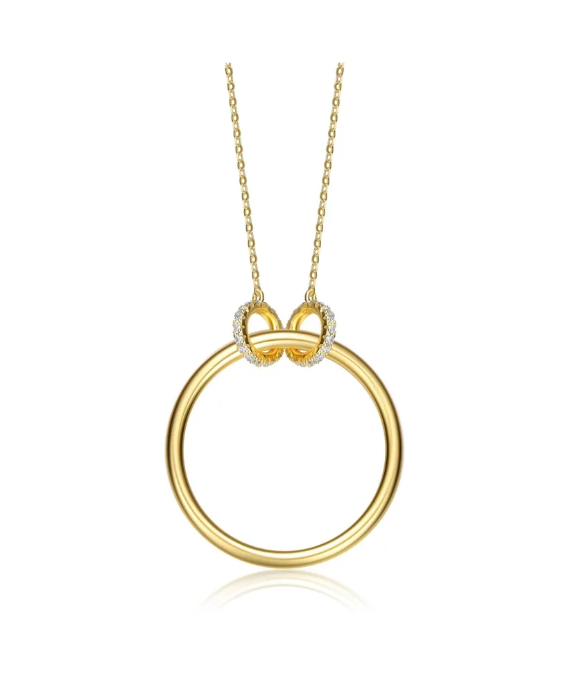 14K Gold Plated Hollow Circle Pendant Necklace