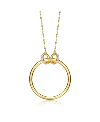 14K Gold Plated Hollow Circle Pendant Necklace