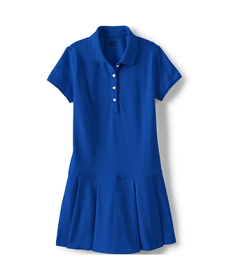 Lands' End Big Girls Short Sleeve Mesh Pleated Polo Dress