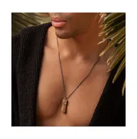 Men's Outstanding Strength - Tiger's Eye Evil Eye Slab Necklace