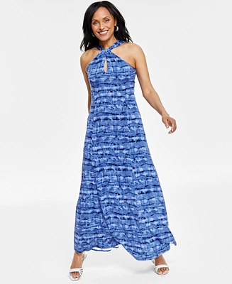 I.n.c. International Concepts Women's Printed Keyhole-Neck Maxi Dress, Created for Macy's