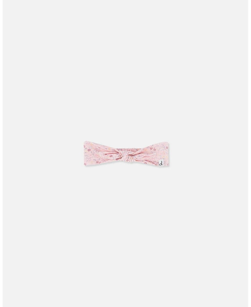 Baby Girl Organic Cotton Headband Printed Pink Small Flower - Infant