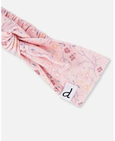 Baby Girl Organic Cotton Headband Printed Pink Small Flower - Infant