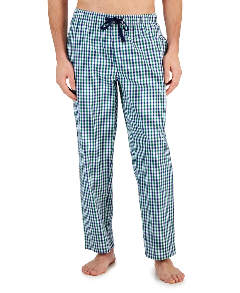 Club Room Men's Regular-Fit Gingham Check Pajama Pants, Created for ...