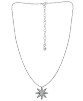 Cubic Zirconia Pave Star Pendant Necklace in Sterling Silver, 16" + 2" extender