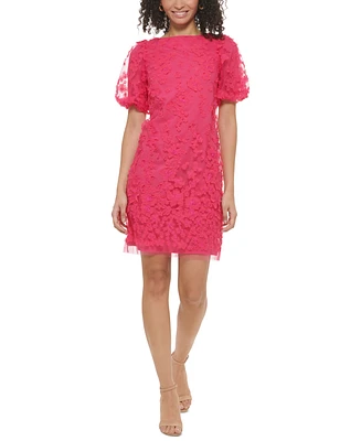 Eliza J Women's 3D Floral-Appliqued Puff-Sleeve Dress