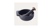 Alva Nori 4" Enameled Cast Iron Mortar and Pestle - 2-Cup Capacity with Textured Interior - Pfas-Free Heavy-Duty Spice Grinder