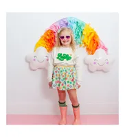 Little and Big Girls Lucky Rainbow Patch St. Patrick's Day Sweatshirt