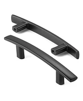 Cauldham 25 Pack Solid Kitchen Cabinet Arch Pulls Handles (3" Hole Centers) - Modern Curved Drawer/Door Hardware - Matte Black