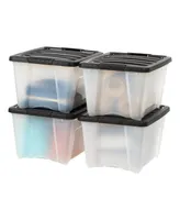 Iris Usa Qt Stackable Plastic Storage Bins with Lids, Pack - Bpa-Free, Usa