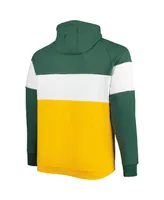 Men's New Era Green, Gold Green Bay Packers Big and Tall Current Team Colorblock Fleece Raglan Pullover Hoodie