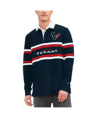 Men's Tommy Hilfiger Navy Houston Texans Cory Varsity Rugby Long Sleeve T-shirt