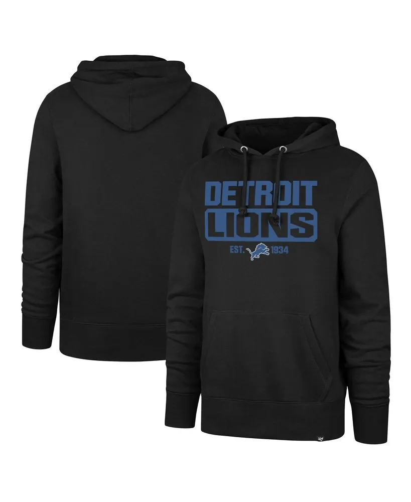 Men's '47 Brand Black Detroit Lions Box Out Headline Pullover Hoodie