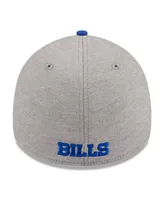 Men's New Era Heather Gray, Royal Buffalo Bills Striped 39THIRTY Flex Hat
