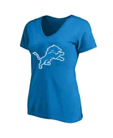 Women's Amon-Ra St. Brown Blue Detroit Lions Plus Fair Catch Name and Number V-Neck T-shirt