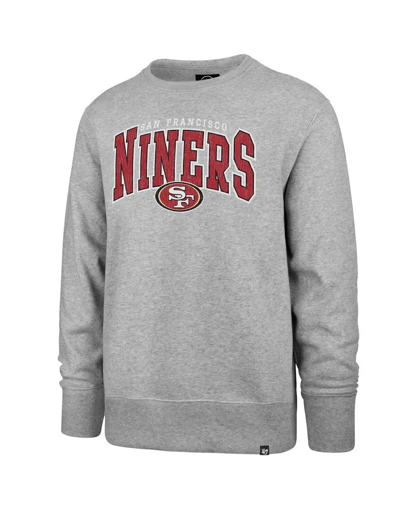 Men's '47 Brand Gray Distressed San Francisco 49ers Varsity Block Headline Pullover Sweatshirt