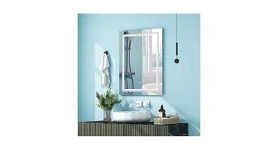 32 Inch x 24 Inch Bathroom Anti-Fog Wall Mirror with Colorful Light