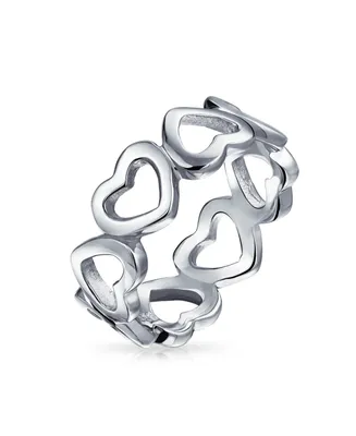 Bff Friendship Alternating Romantic Open Heart Eternity Band Promise Ring For Women Teen Girlfriend .925 Sterling Silver