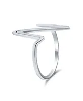Bling Jewelry Geometric Midi Knuckle 1MM Band Stackable Chevron Lightening Bolt Heartbeat V Ring Sterling Silver