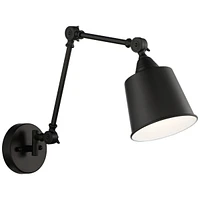 Mendes Modern Industrial Swing Arm Adjustable Wall Mounted Lamp Black Metal Hardwired Down Light Fixture for Bedroom Bedside House Reading Living Room