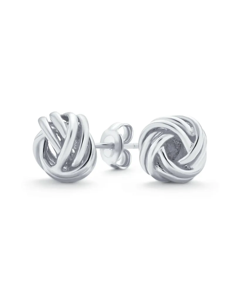 Bling Jewelry Classic Round Ball Woven Twisted Rope Cable Love Knot Ball Stud Earrings For Women Sterling Silver