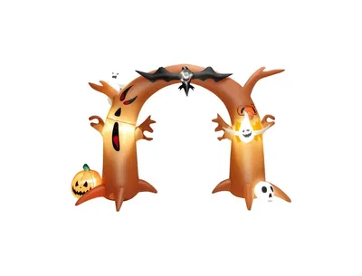8 Feet Tall Halloween Inflatable Dead Tree Archway Decor with Bat Ghosts and Led Lights