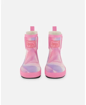 Deux par Little Girls Short Rain Boots Printed Foil Pastel