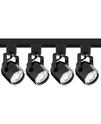 4-Head Led Ceiling Floating Canopy Track Light Fixture Kit Spot-Light GU10 Dimmable Adjustable Black Modern Transitional Octagonal Kitchen Bathroom Li
