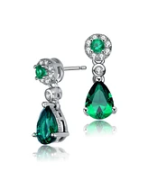 Sterling Silver White Gold Plated Cubic Zirconia Dress Earrings