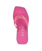 Guess Women's Demmey Logo Thong Square Toe Wedge Sandals