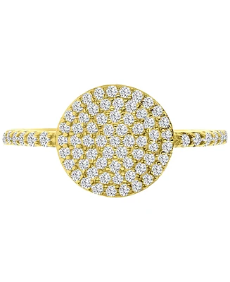 Cubic Zirconia Pave Circle Cluster Ring 14k Gold-Plated Sterling Silver