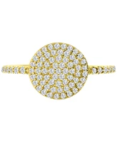 Cubic Zirconia Pave Circle Cluster Ring 14k Gold-Plated Sterling Silver
