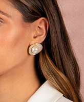 by Adina Eden Pave Twisted Imitation Pearl on the Ear Stud Earring