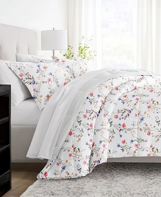 ienjoy Home Meadow Floral Stripe 3-Piece Comforter Set, Full/Queen