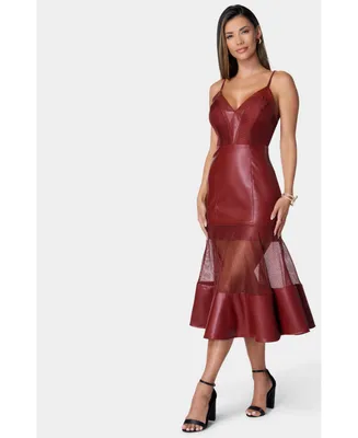 Bebe Women's Mesh And Faux Leather Dress