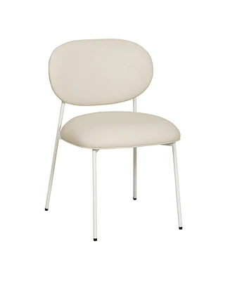 Tov Furniture 2 Pc. Cream Leather Stackable Dining Chair with Cream Legs