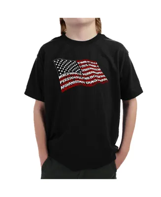 Boy's Word Art T-shirt - American Wars Tribute Flag