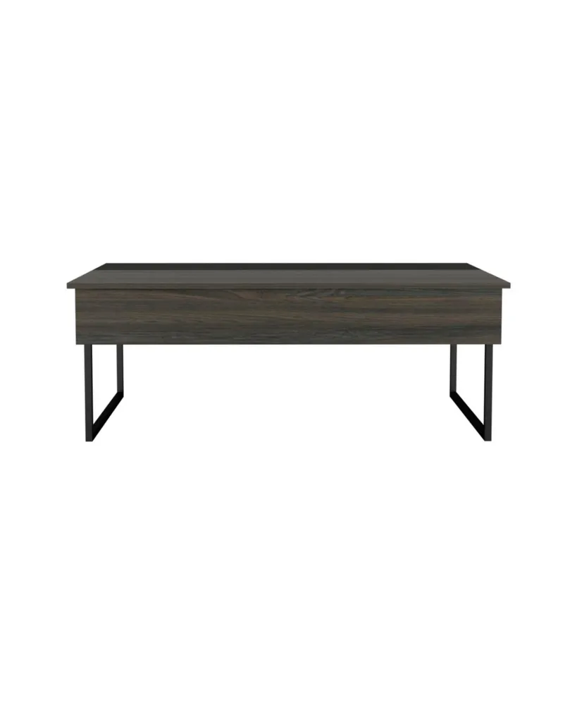 Simplie Fun Kaskade Lift Top Coffee Table, Two Legs, Two Shelves - Espresso Black