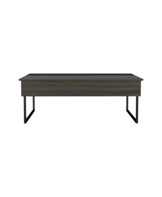 Simplie Fun Kaskade Lift Top Coffee Table, Two Legs, Two Shelves - Espresso Black