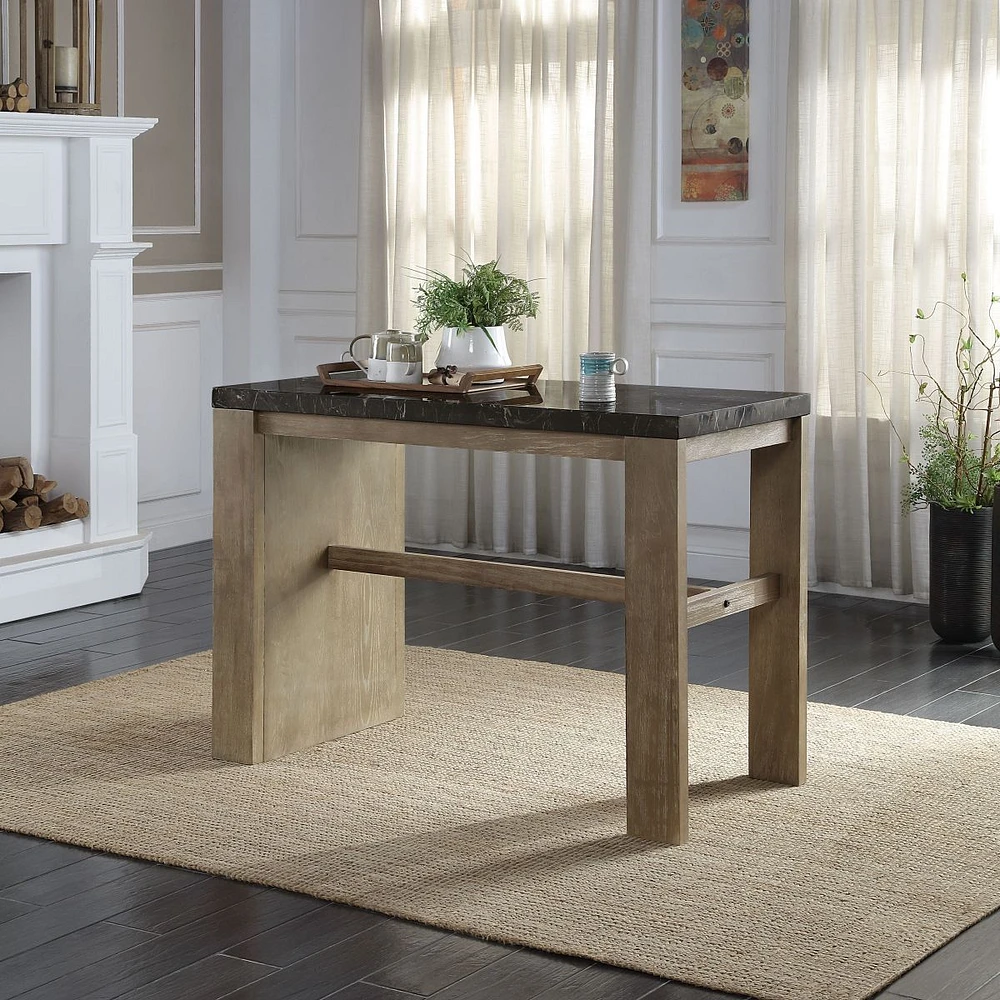 Charnell Counter Height Table in Marble & Oak Finish