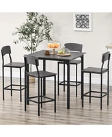 Homcom Bar Table Set for 4, Industrial Dining Table and Chairs Small Space