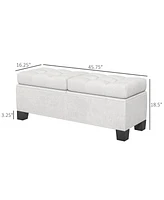 Homcom Storage End of Bed Bench, Upholstered Bench with Steel Frame