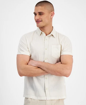 Sun + Stone Men's Blake Linen Chambray Short Sleeve Button-Front Shirt, Created for Macy's