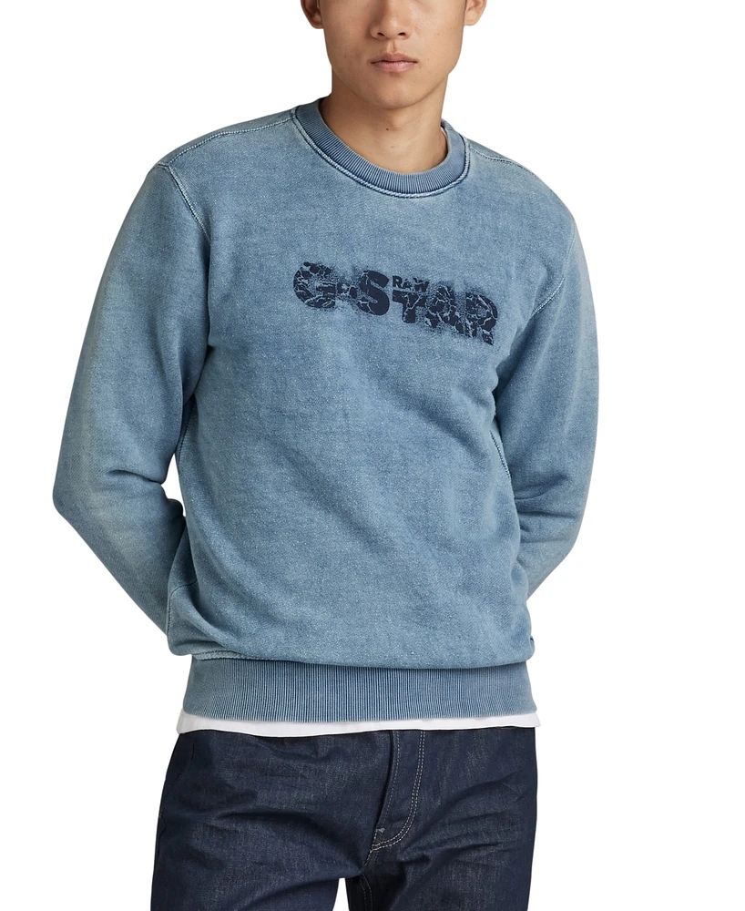 G-Star Men's Indigo Distressed Logo Sweatshirt